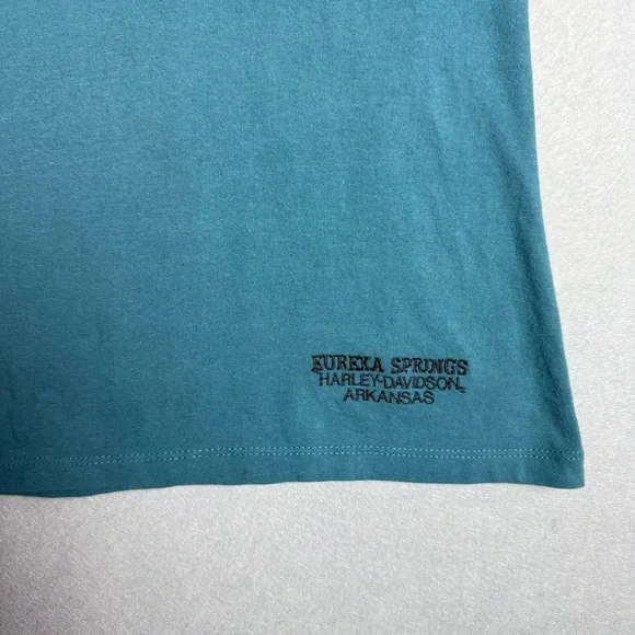 Harley-Davidson Vintage Women's Mesh Shoulder Teal Sleeveless Graphic Arkansas M - Picture 5 of 11
